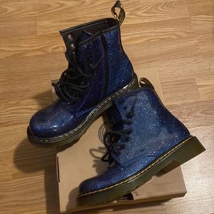 Dr. Martens AirWair coated glitter blue boots size us 3